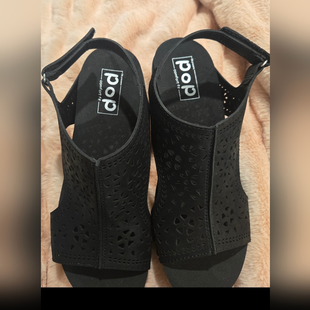 Pop Women's Black Cutout Sandals
